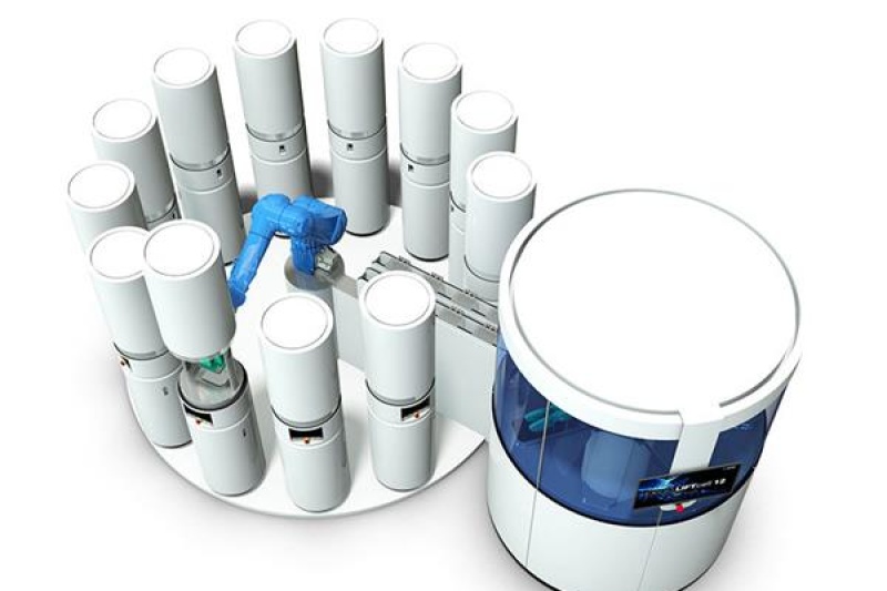 可控制12台树脂打印机，处理6种材料的3D打印自动化生产线LIFTcell