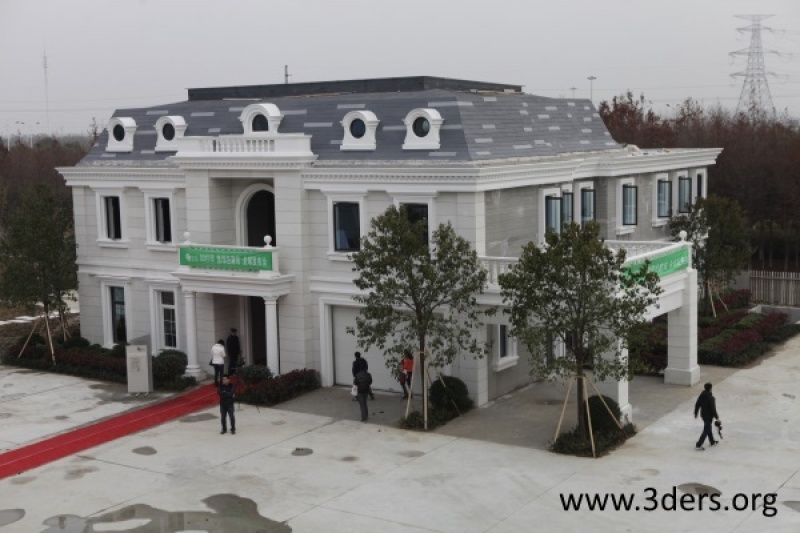 上海盈创3D打印出全球首个完整别墅和5层高的楼房