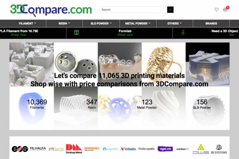 3DCompare平台现可比对1万多种3D打印材料